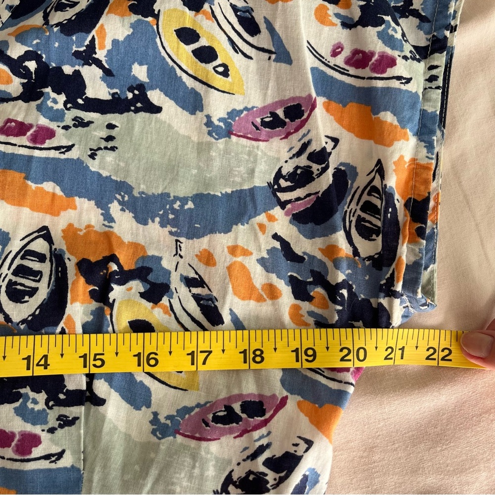 Boden• Retro Rowboats Cotton Linen Belted Fit & Flare Shirt Dress•Size 10 - Picture 12 of 16